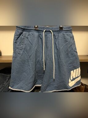 Nike Men’s Heather Blue Athletic Shorts with White Logo